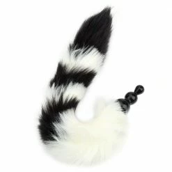 Kinky Cloth Striped Fox Beaded Long Tail Plug 9 Kinky Cloth Striped Fox Beaded Long Tail Plug