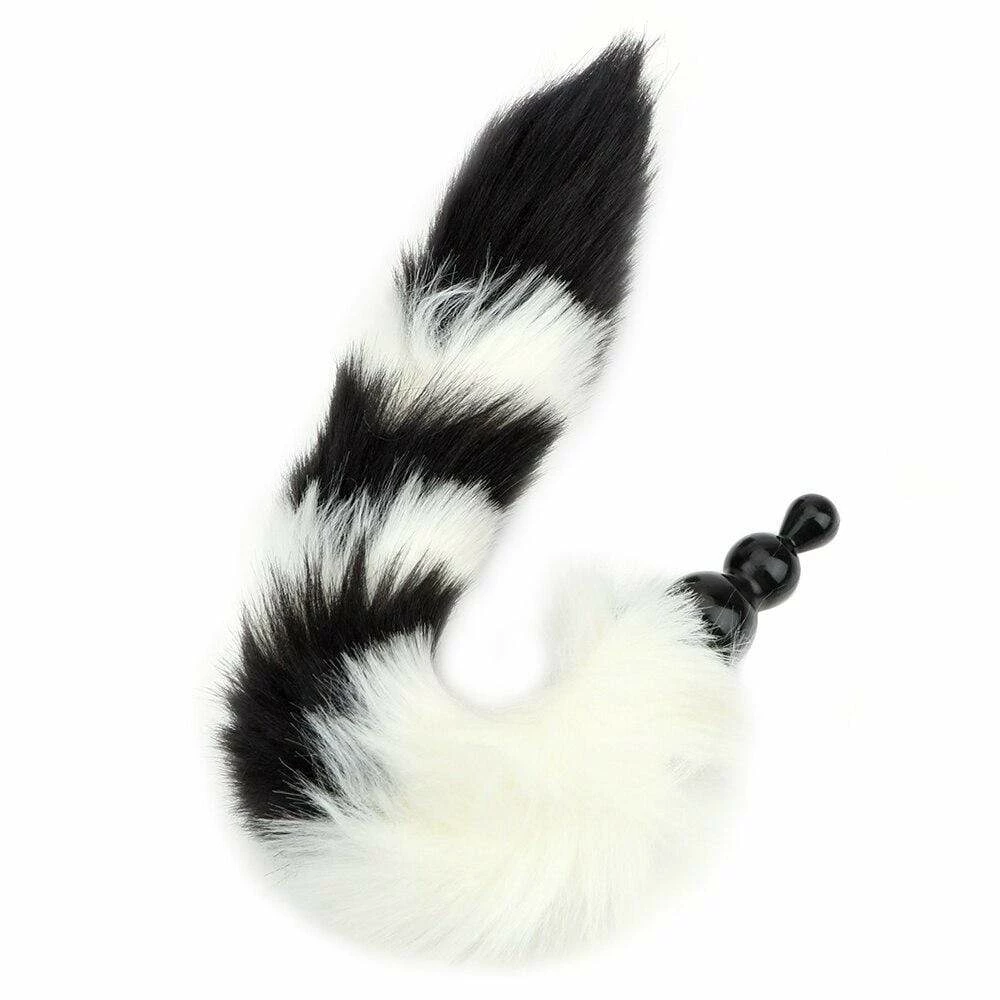 Kinky Cloth Striped Fox Beaded Long Tail Plug 4 Kinky Cloth Striped Fox Beaded Long Tail Plug