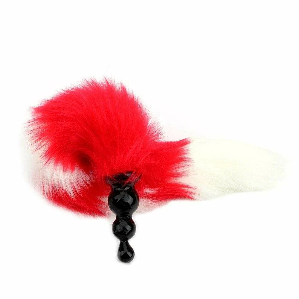 Kinky Cloth Striped Fox Beaded Long Tail Plug 3 Kinky Cloth Striped Fox Beaded Long Tail Plug