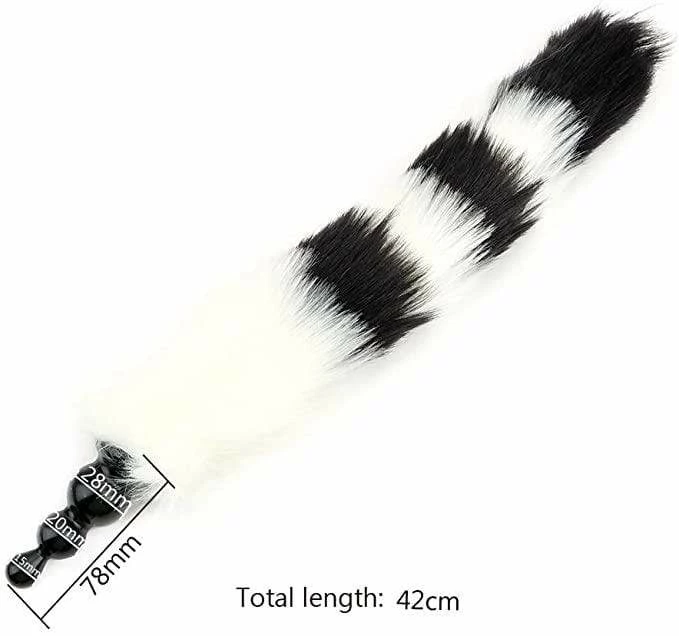 Kinky Cloth Striped Fox Beaded Long Tail Plug 6 Kinky Cloth Striped Fox Beaded Long Tail Plug