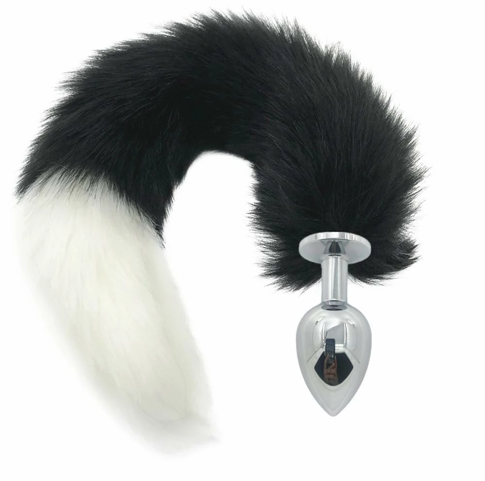 Kinky Cloth Kittens Black & White Duo Tail Plug 7 Kinky Cloth Kittens Black & White Duo Tail Plug