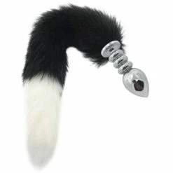 Kinky Cloth Kittens Black & White Duo Tail Plug 25 Kinky Cloth Kittens Black & White Duo Tail Plug