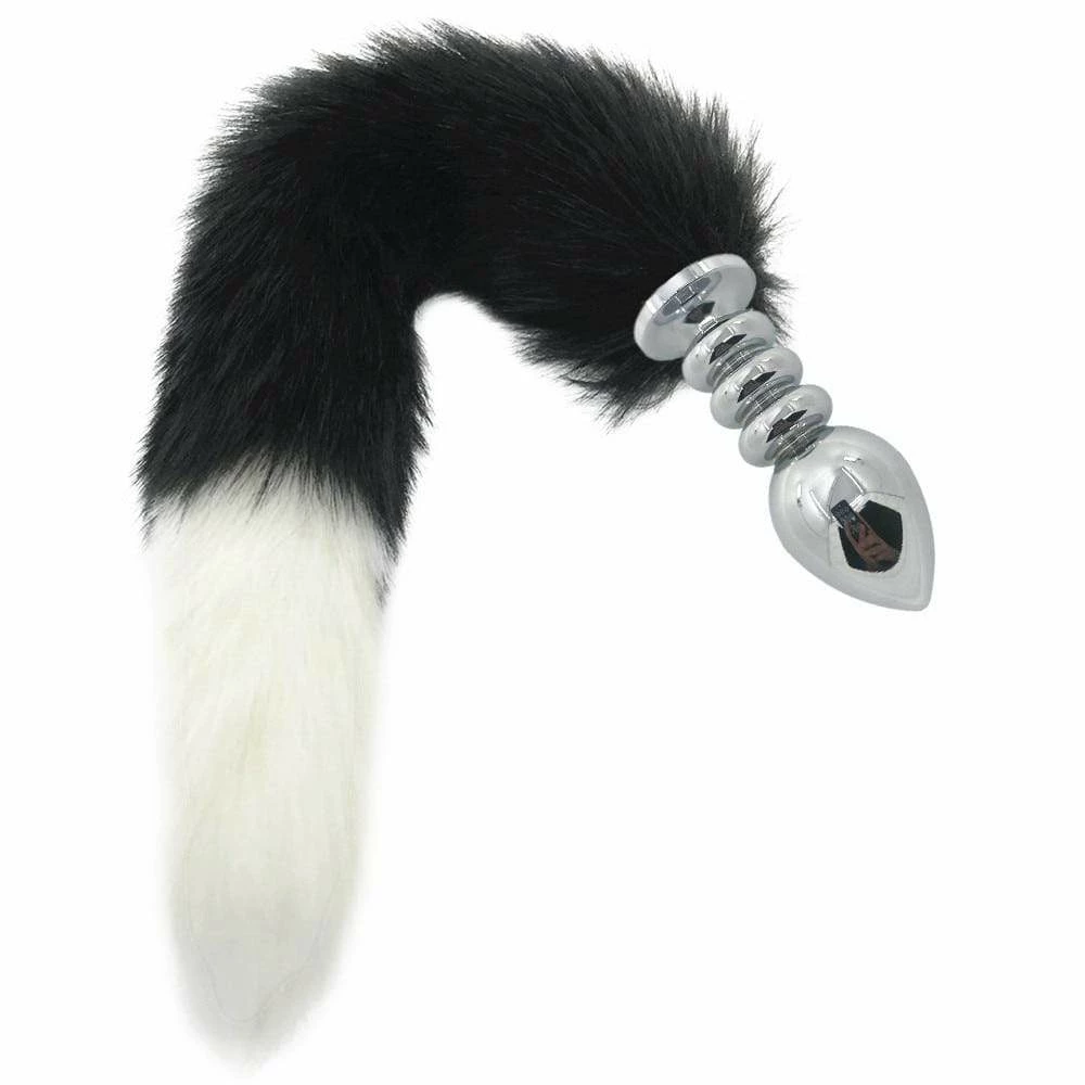 Kinky Cloth Kittens Black & White Duo Tail Plug 8 Kinky Cloth Kittens Black & White Duo Tail Plug