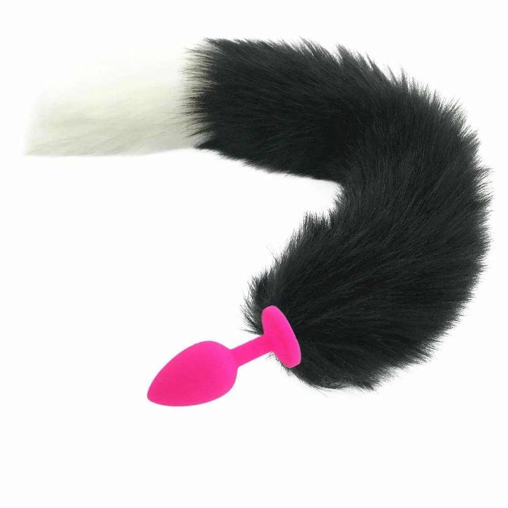 Kinky Cloth Kittens Black & White Duo Tail Plug 3 Kinky Cloth Kittens Black & White Duo Tail Plug