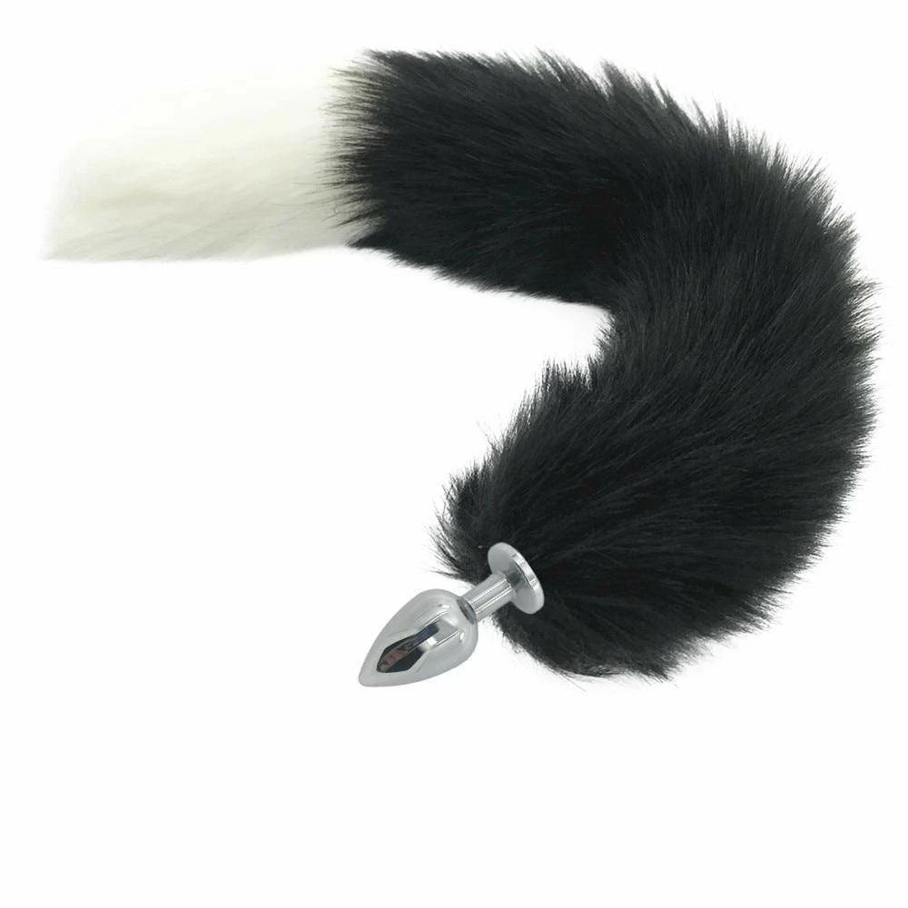 Kinky Cloth Kittens Black & White Duo Tail Plug 1 Kinky Cloth Kittens Black & White Duo Tail Plug