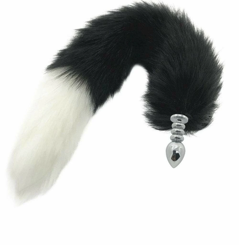 Kinky Cloth Kittens Black & White Duo Tail Plug 4 Kinky Cloth Kittens Black & White Duo Tail Plug