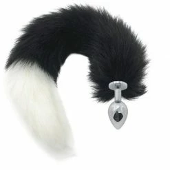 Kinky Cloth Kittens Black & White Duo Tail Plug 27 Kinky Cloth Kittens Black & White Duo Tail Plug