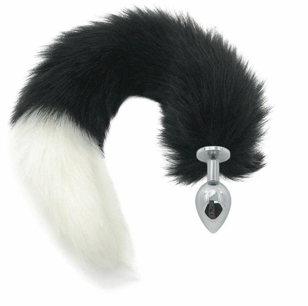 Kinky Cloth Kittens Black & White Duo Tail Plug 10 Kinky Cloth Kittens Black & White Duo Tail Plug