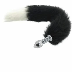 Kinky Cloth Kittens Black & White Duo Tail Plug 28 Kinky Cloth Kittens Black & White Duo Tail Plug