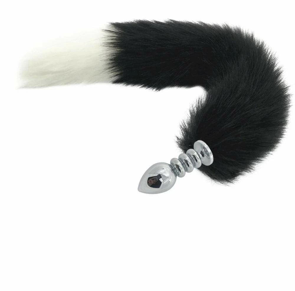 Kinky Cloth Kittens Black & White Duo Tail Plug 11 Kinky Cloth Kittens Black & White Duo Tail Plug