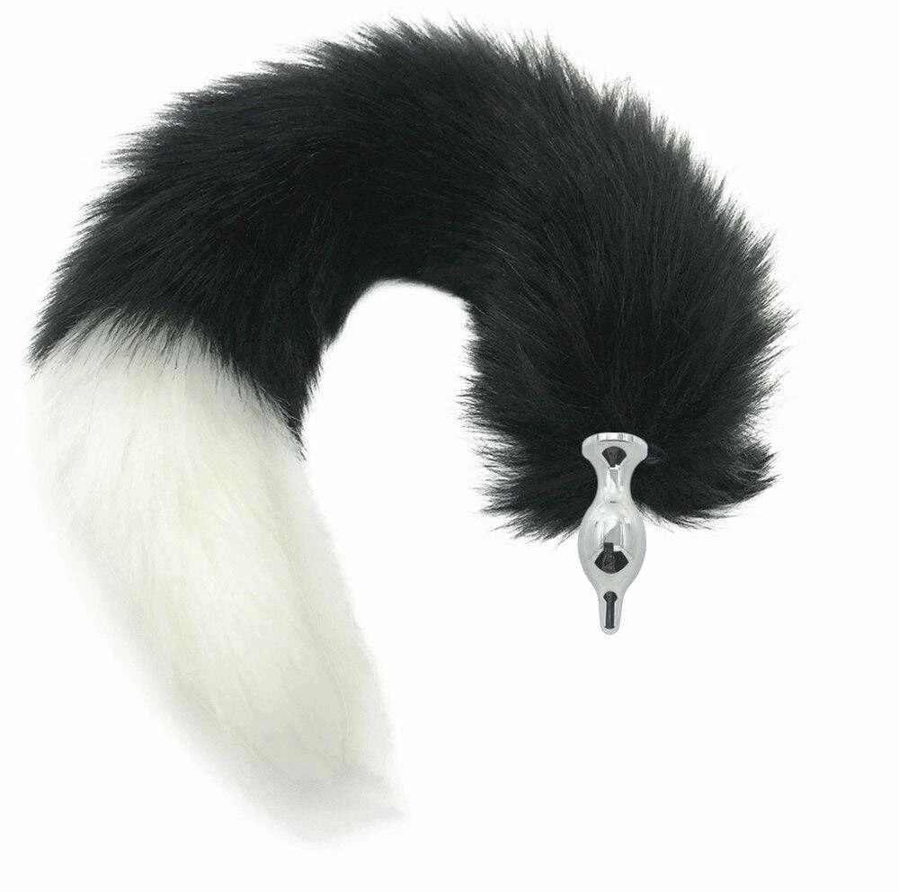 Kinky Cloth Kittens Black & White Duo Tail Plug 14 Kinky Cloth Kittens Black & White Duo Tail Plug