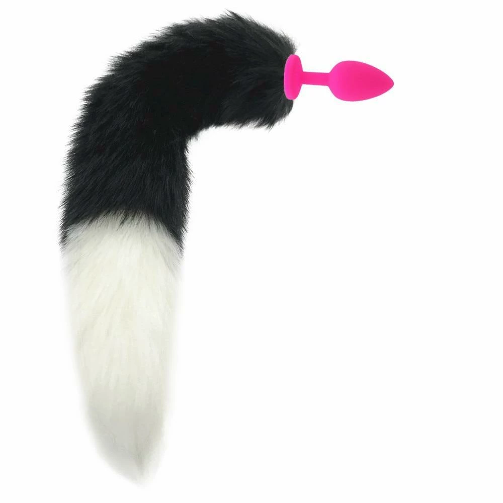 Kinky Cloth Kittens Black & White Duo Tail Plug 15 Kinky Cloth Kittens Black & White Duo Tail Plug