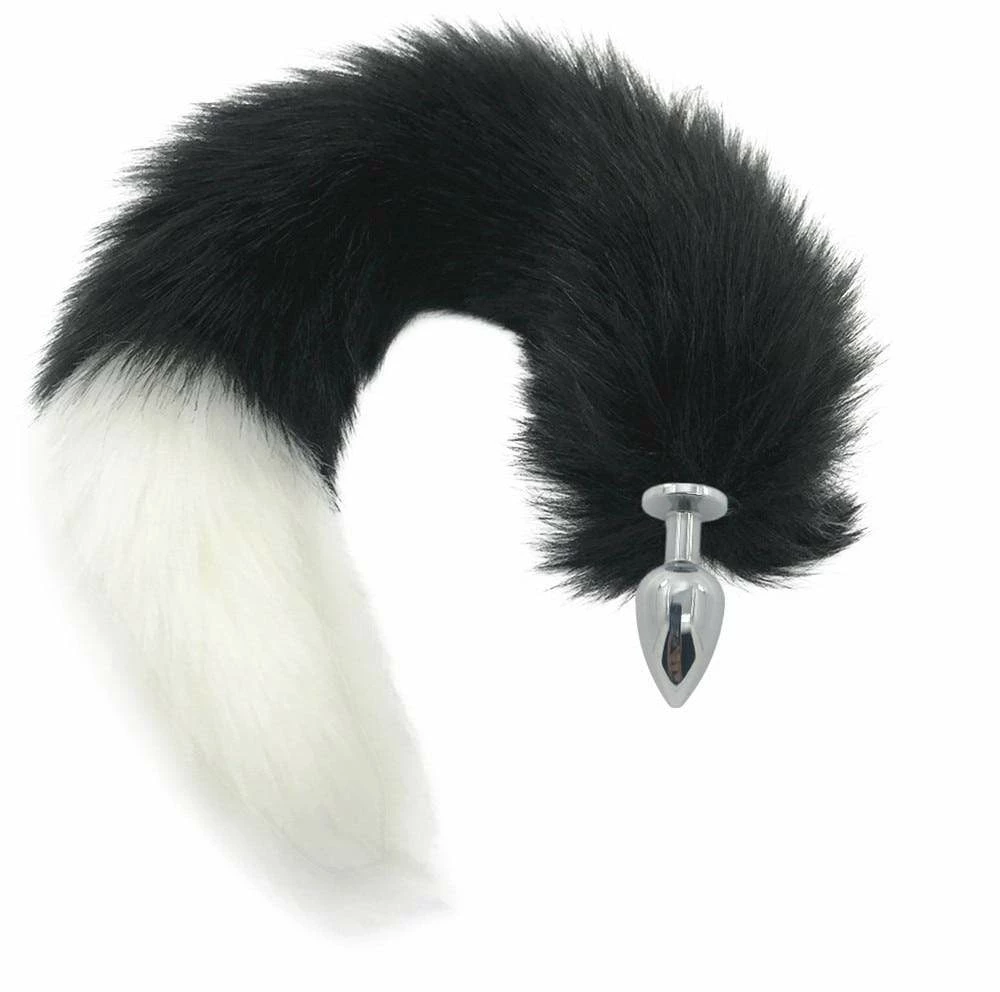 Kinky Cloth Kittens Black & White Duo Tail Plug 16 Kinky Cloth Kittens Black & White Duo Tail Plug