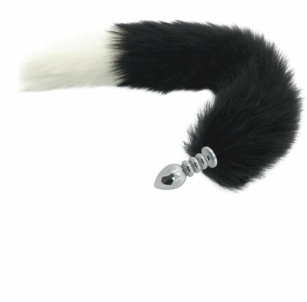 Kinky Cloth Kittens Black & White Duo Tail Plug 12 Kinky Cloth Kittens Black & White Duo Tail Plug