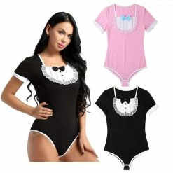 Kinky Cloth Cosplay French Maid Baby Snap Crotch Bodysuit