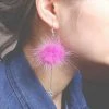 Kinky Cloth Jewelry Fur Ball Pompom Drop Earrings