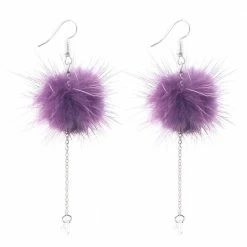 Kinky Cloth Jewelry Fur Ball Pompom Drop Earrings