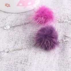 Kinky Cloth Jewelry Fur Ball Pompom Drop Earrings
