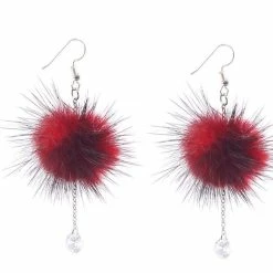 Kinky Cloth Jewelry Fur Ball Pompom Drop Earrings