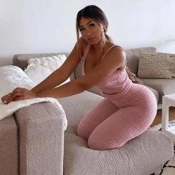 Kinky Cloth Top & Tees Furry Crop Top And Long Pants