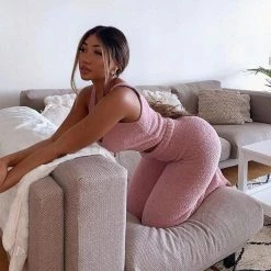 Kinky Cloth Top & Tees Furry Crop Top And Long Pants