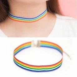 Kinky Cloth Gay Pride LGBT Rainbow Choker Collars & Chokers