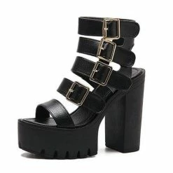 Kinky Cloth Gladiator Buckle Strap Platform Sandals 10 Kinky Cloth Gladiator Buckle Strap Platform Sandals