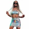 Kinky Cloth Glitter Holographic Top & Skirt Set Raves & Festivals