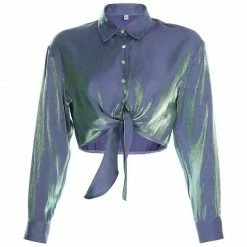 Kinky Cloth Top & Tees Metallic Satin Long Sleeve Top 15 Kinky Cloth Top & Tees Metallic Satin Long Sleeve Top