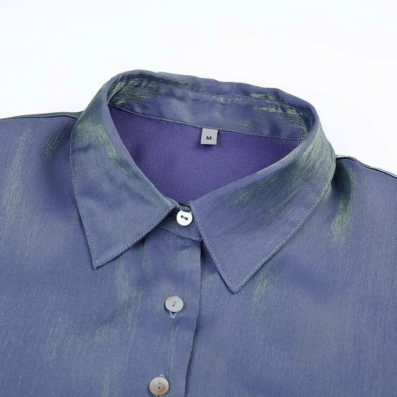 Kinky Cloth Top & Tees Metallic Satin Long Sleeve Top 8 Kinky Cloth Top & Tees Metallic Satin Long Sleeve Top