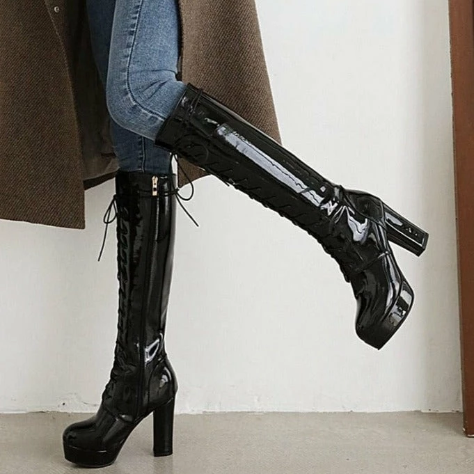 Kinky Cloth Plus Size Glossy High Heel Boots 7 Kinky Cloth Plus Size Glossy High Heel Boots