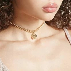 Kinky Cloth Jewelry Gold Heart Chain Necklace