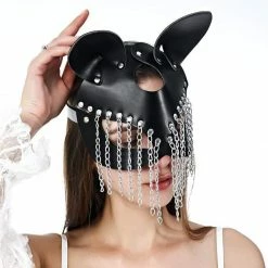 Kinky Cloth Goth Leather Chain Catwoman Mask BDSM 8 Kinky Cloth Goth Leather Chain Catwoman Mask BDSM