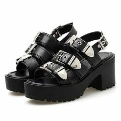 Kinky Cloth Gothic Buckle Strap Platform Sandals