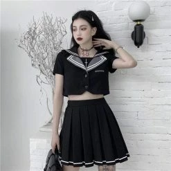 Kinky Cloth Gothic JK Crop Uniform Set Cosplay