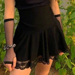 Kinky Cloth Gothic Lace Skater Skirt