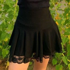 Kinky Cloth Gothic Lace Skater Skirt