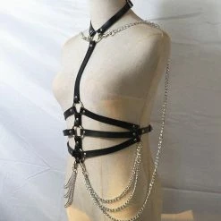 Kinky Cloth Gothic Leather Chain Halter Belt