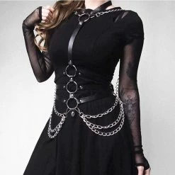 Kinky Cloth Gothic Leather Chain Halter Belt