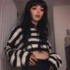 Kinky Cloth Gothic Loose Crop Striped Sweaters