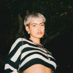 Kinky Cloth Gothic Loose Crop Striped Sweaters