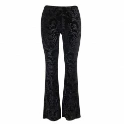 Kinky Cloth Gothic Print Flared Black Pants