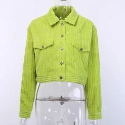 Kinky Cloth Green Corduroy Cropped Jackets
