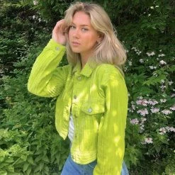 Kinky Cloth Green Corduroy Cropped Jackets