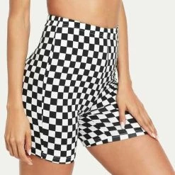 Kinky Cloth Skirts Grid Print Cycling Shorts