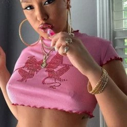 Kinky Cloth Grunge Ribbed Crop Top Top & Tees