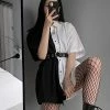 Kinky Cloth Half Black Half White Blouse Dress Punk