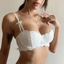 Kinky Cloth Half Cup Skimpy Bra Lingerie & Panties