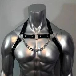 Kinky Cloth Halter Leather Chain Strap Harness