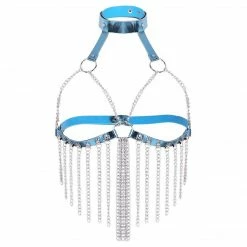 Kinky Cloth Holographic Tassel Collar Harness